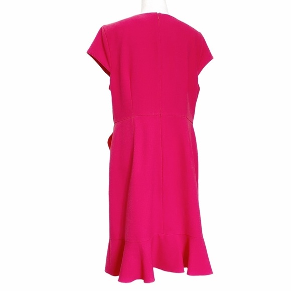 KARL LAGERFELD PINK RUFFLE SHORT SLEEVE SHEATH DRESS - Picture 3 of 7